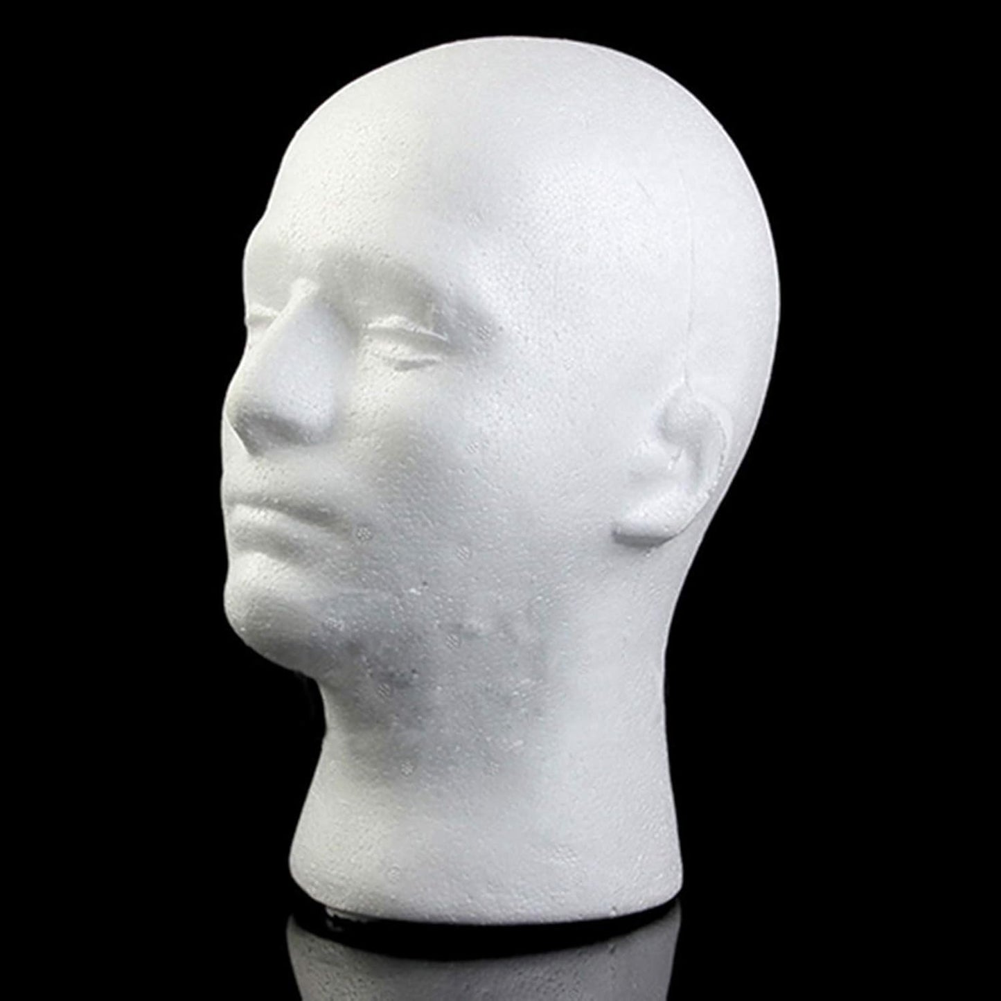Close up of long neck styrofoam head for photography props