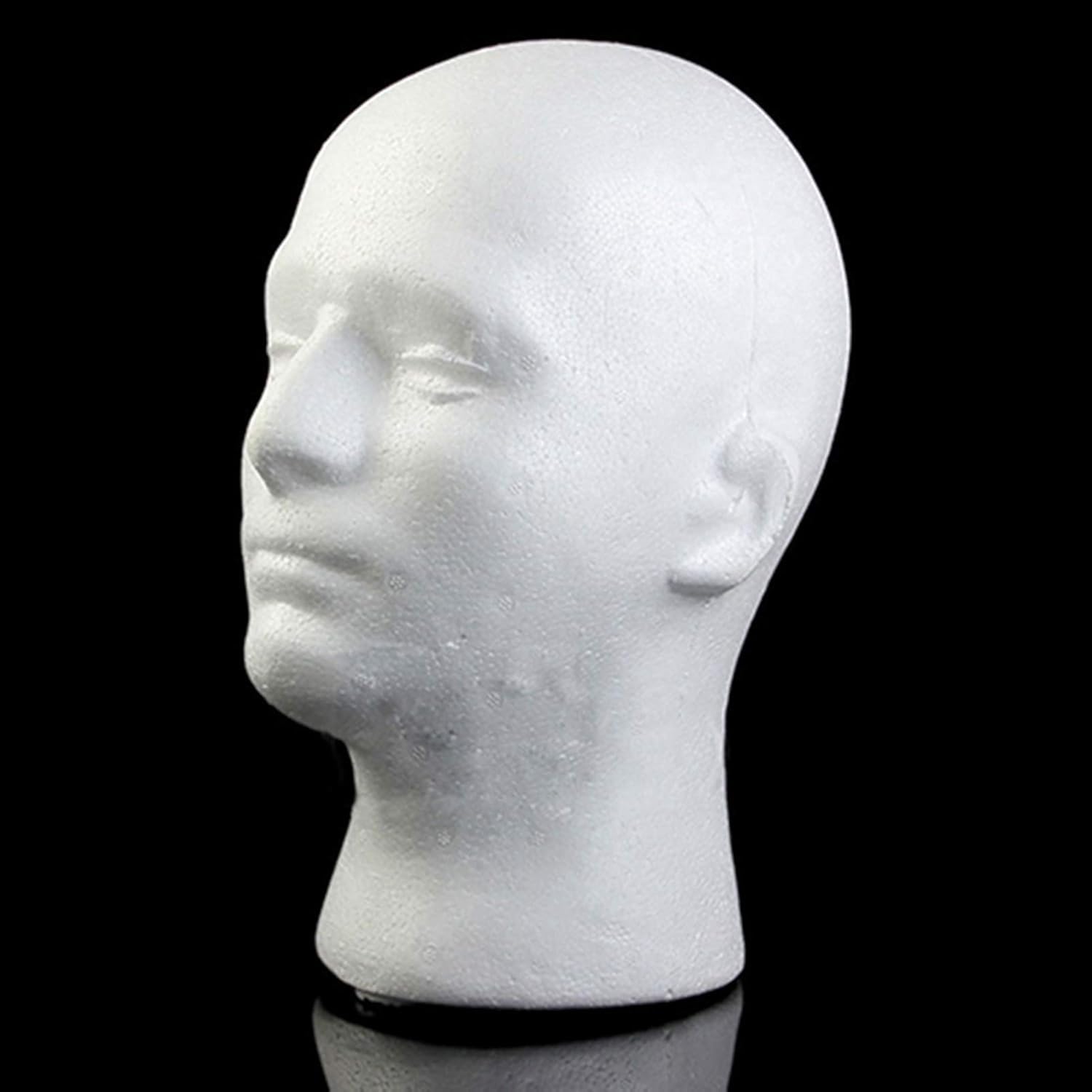 Close up of long neck styrofoam head for photography props