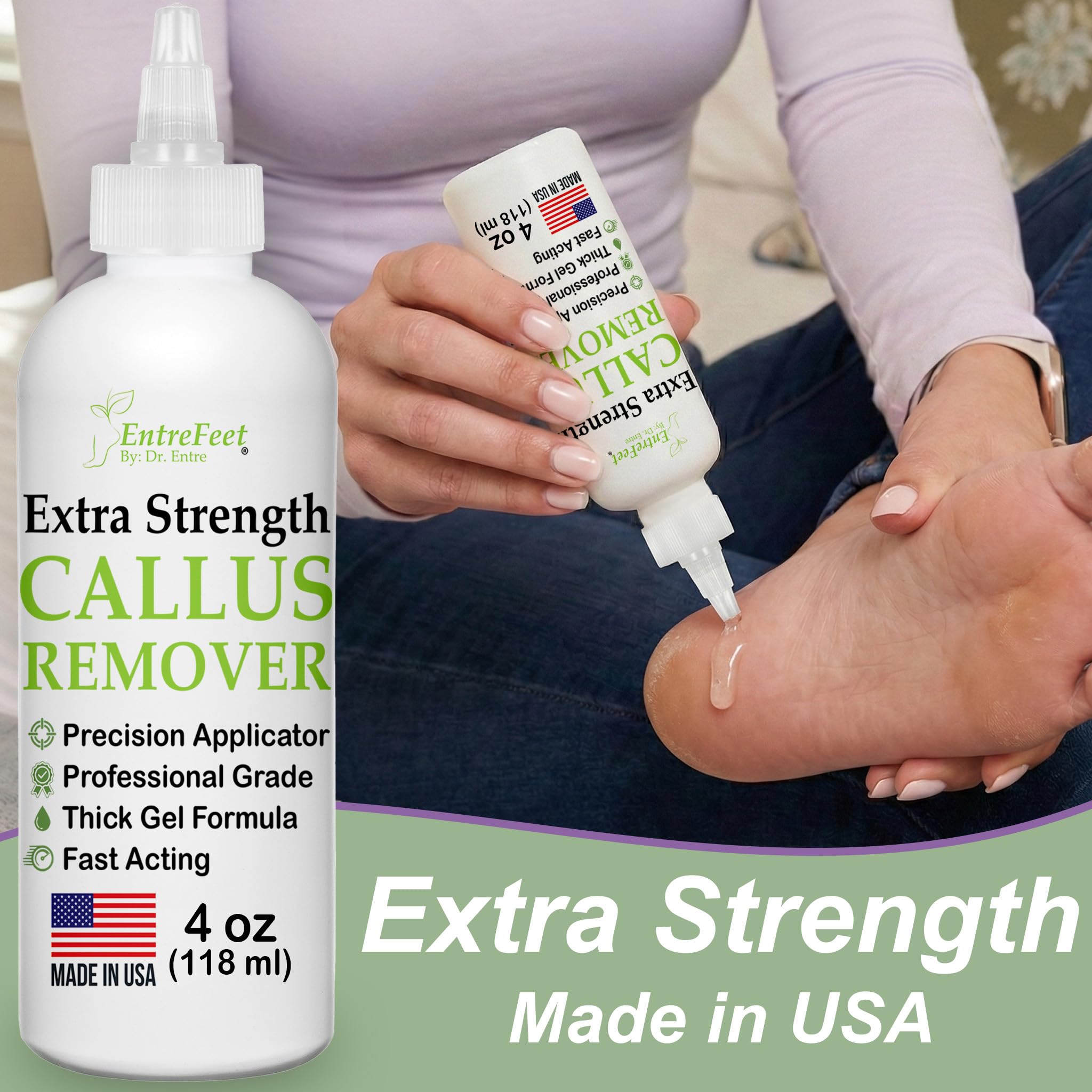 Extra strength callus remover gel bottle with applicator