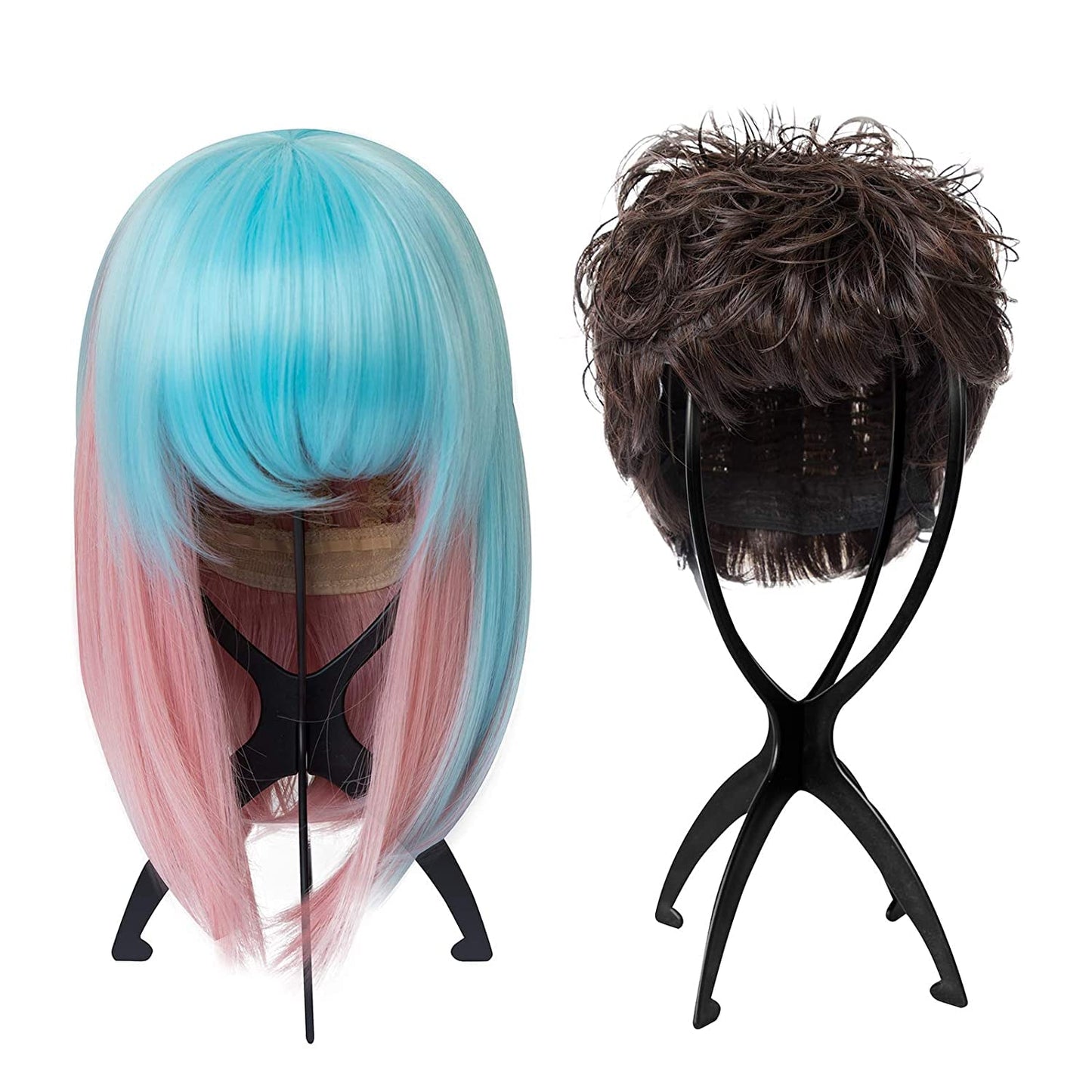 Dansee collapsible wig holder disassembled flat to demonstrate portable travel friendly design.