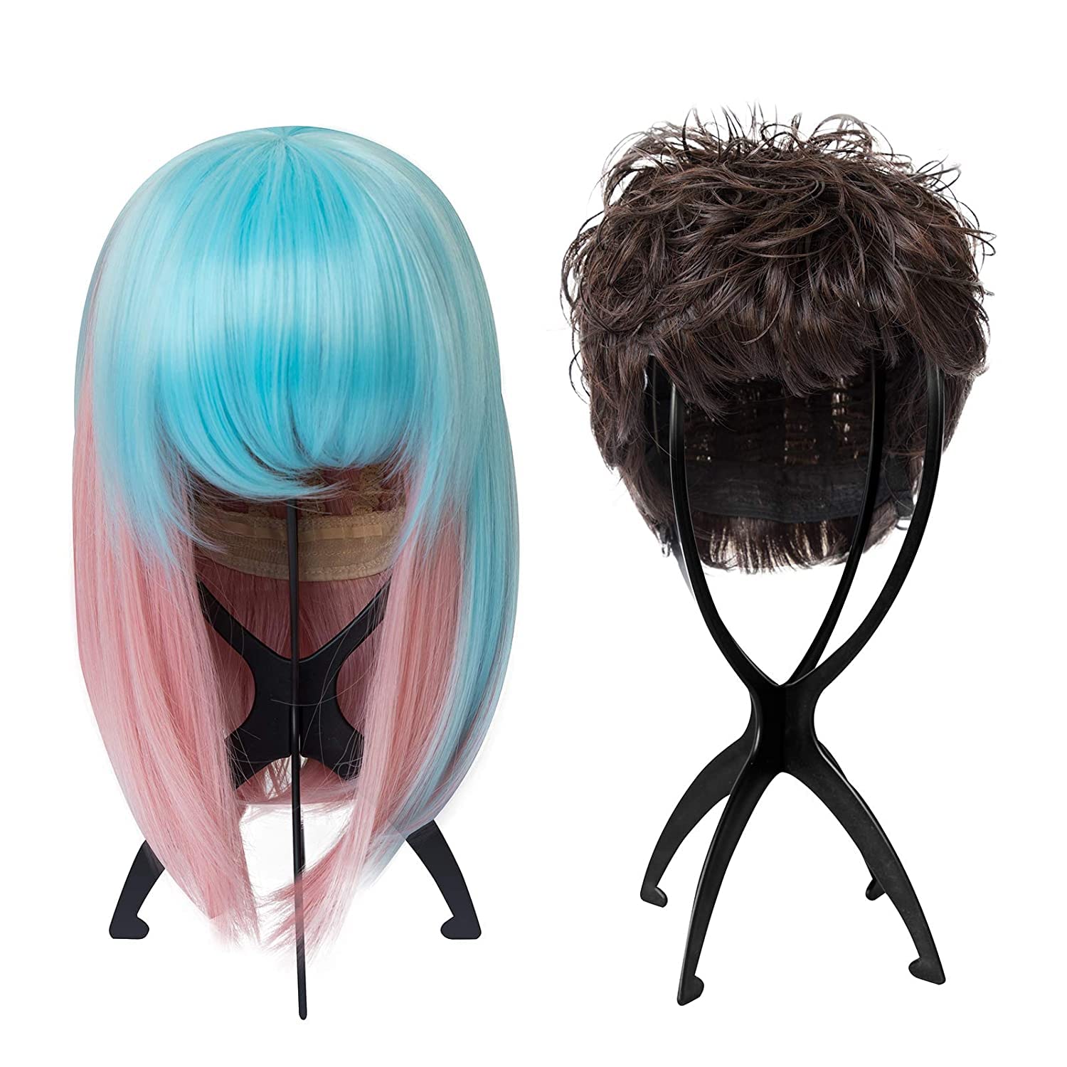 Dansee collapsible wig holder disassembled flat to demonstrate portable travel friendly design.