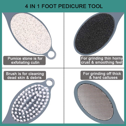 Built-in cleaning brush bristles on the grey CAREHOOD pedicure tool for sweeping skin debris.