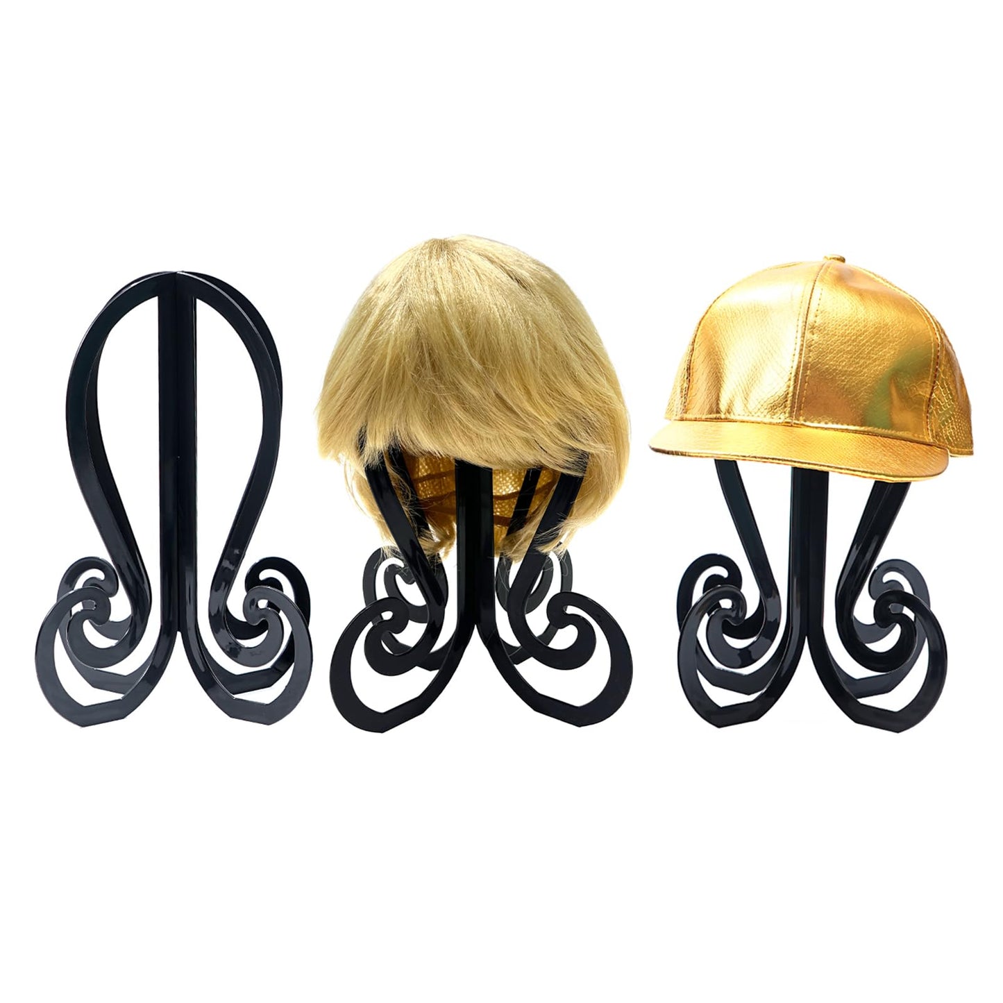 Black plastic wig holder display stand for hair styling
