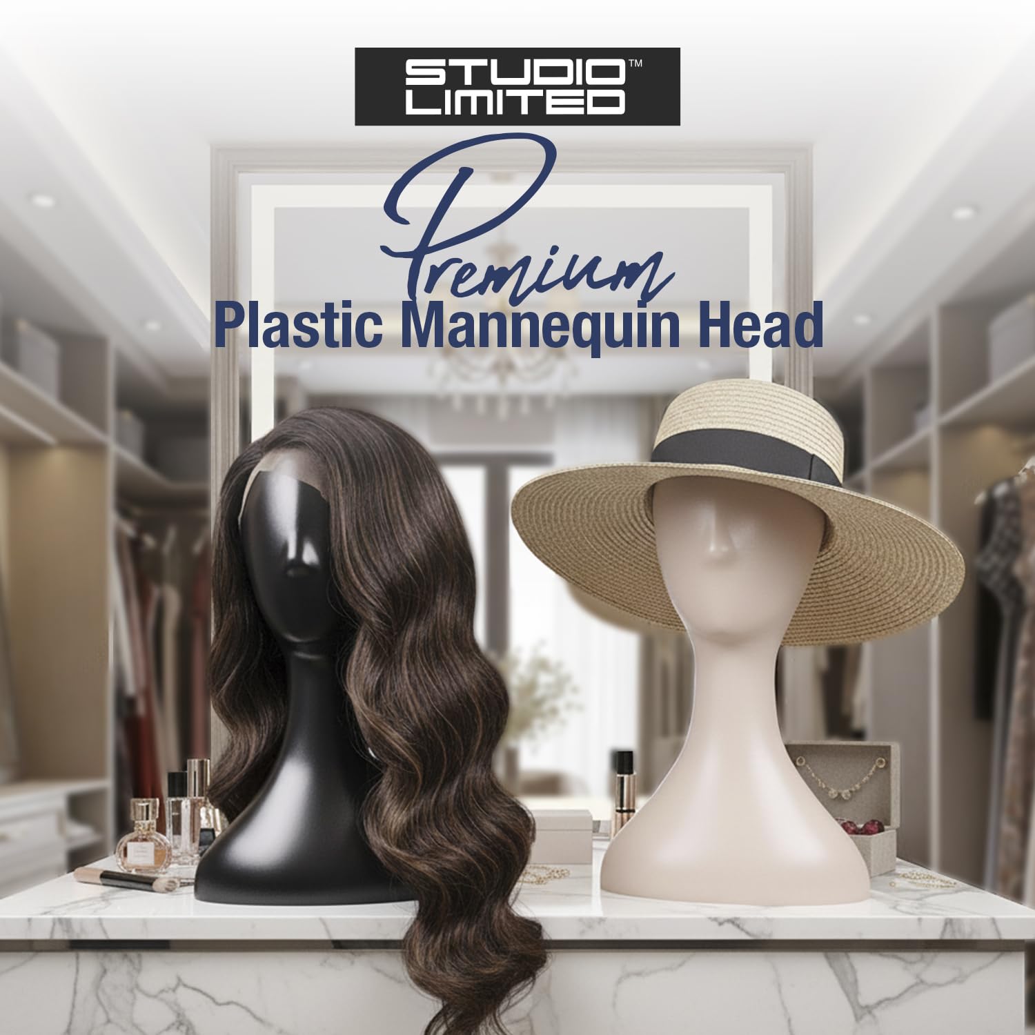 Studio Limited sixteen inch durable female mannequin display stand side angle