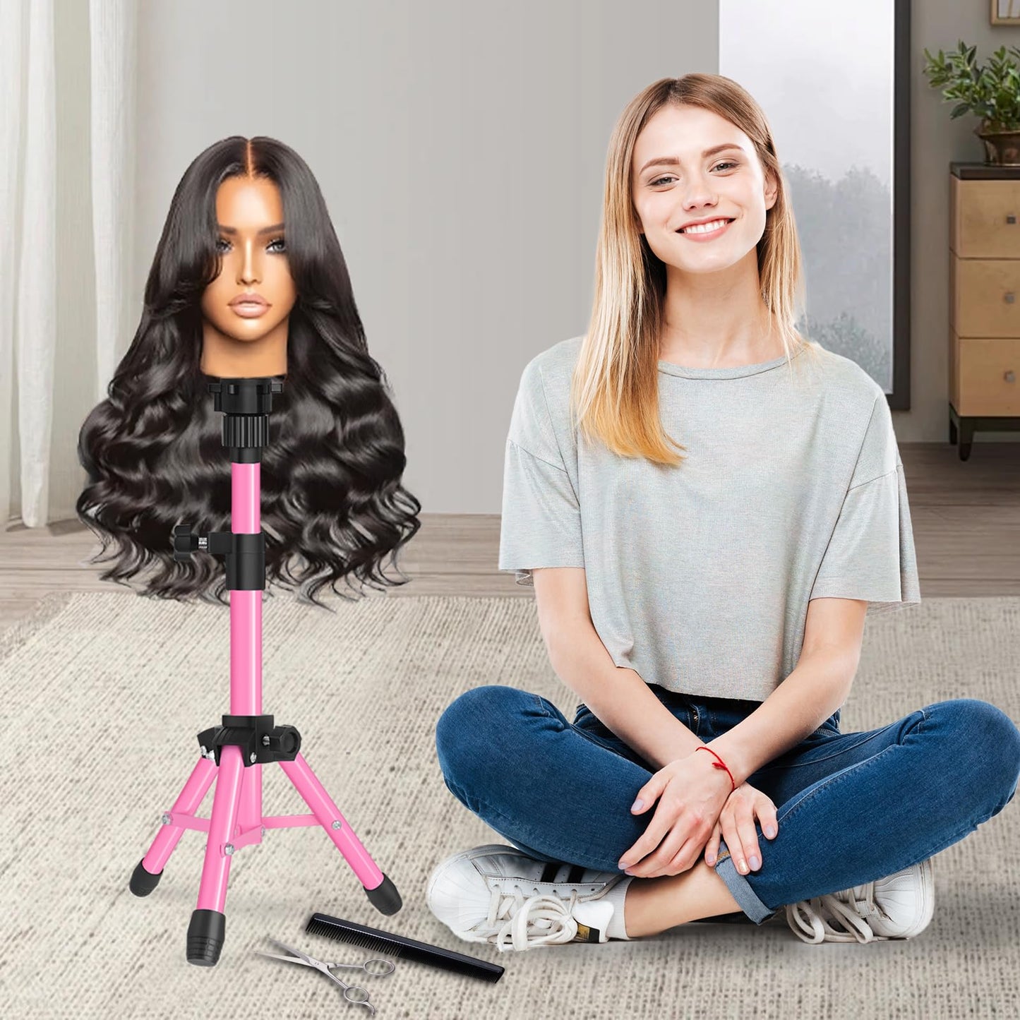AliLeader mannequin stand with canvas block head mounted