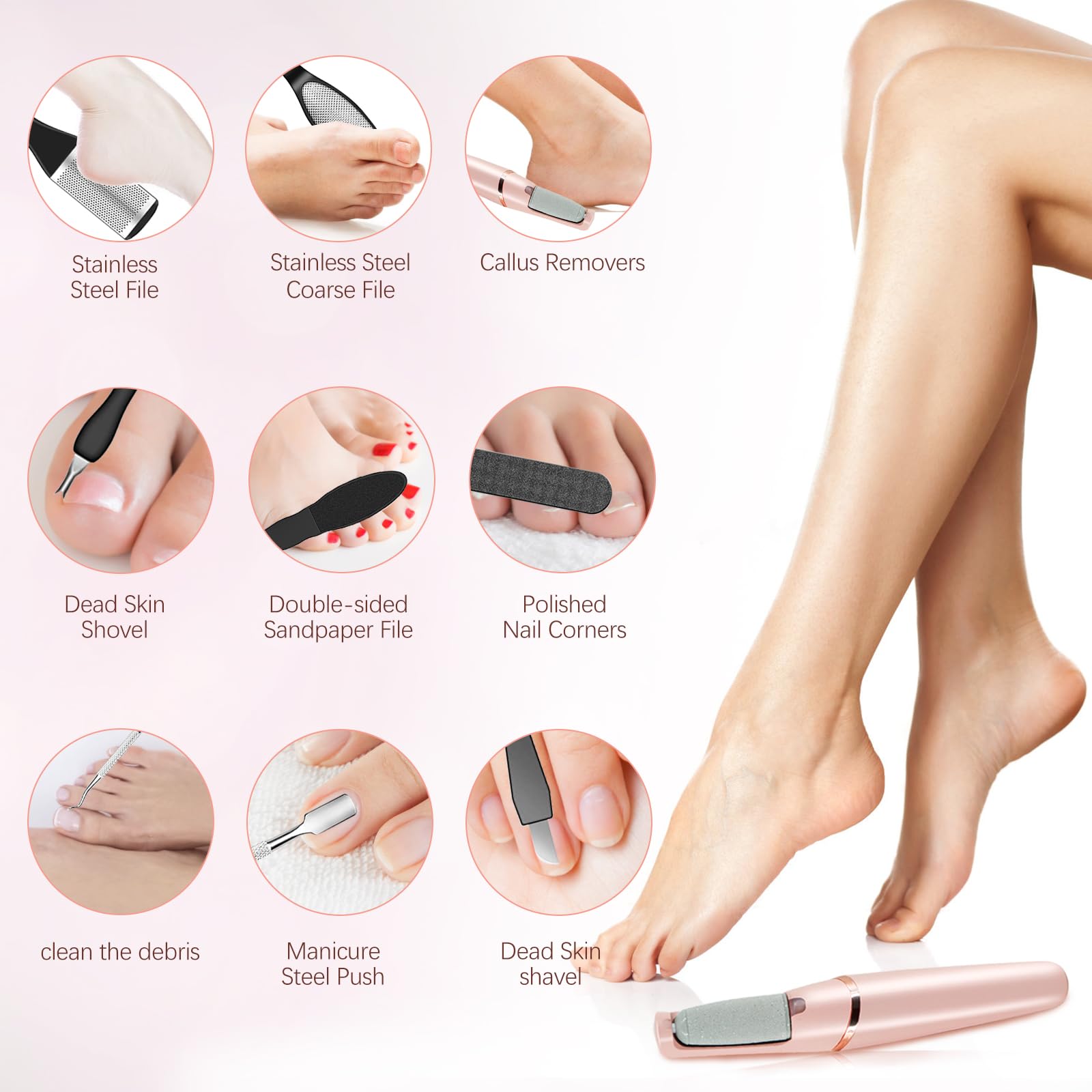 Close up of electric foot scrubber grinding surface