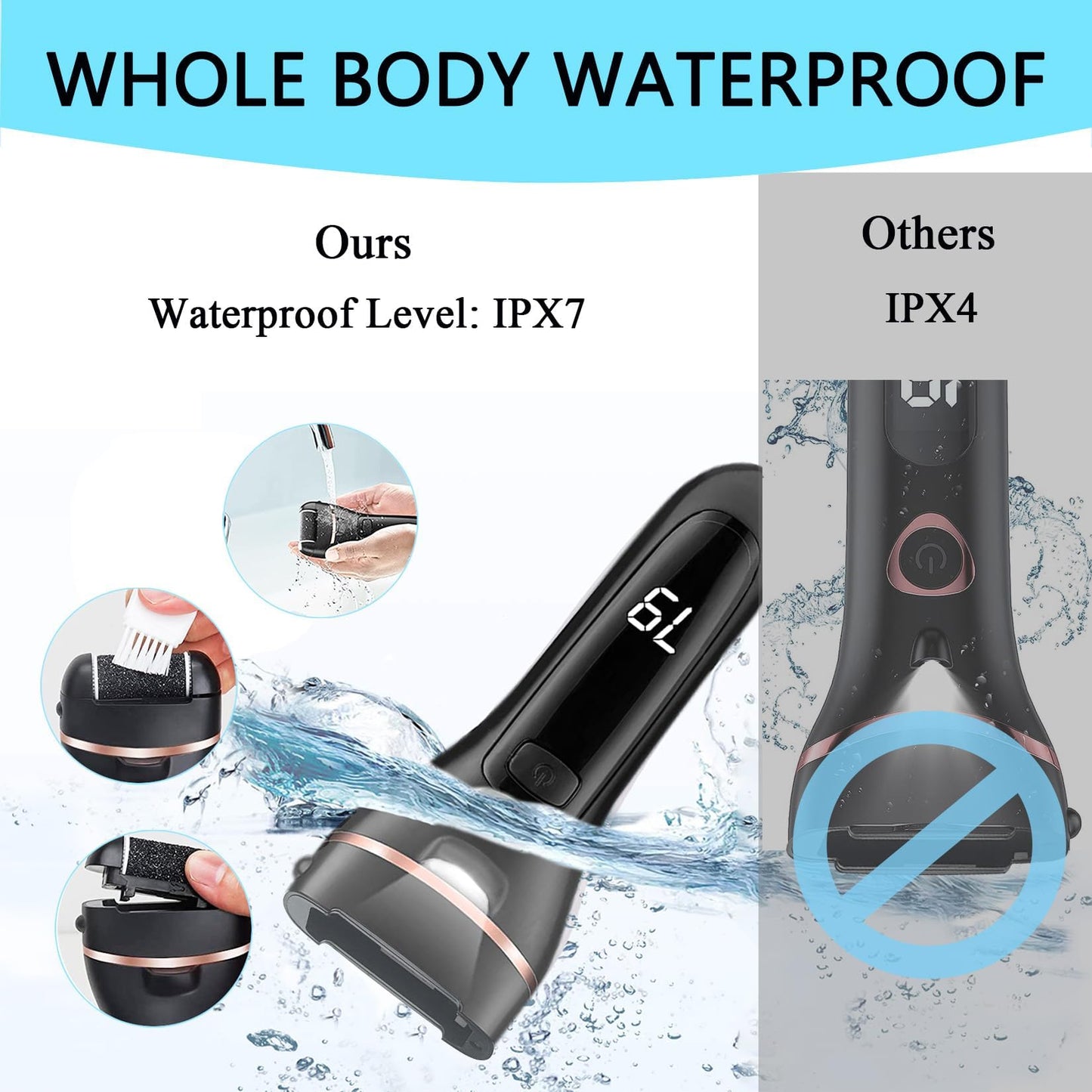 Three interchangeable quartz rollers for electric foot file