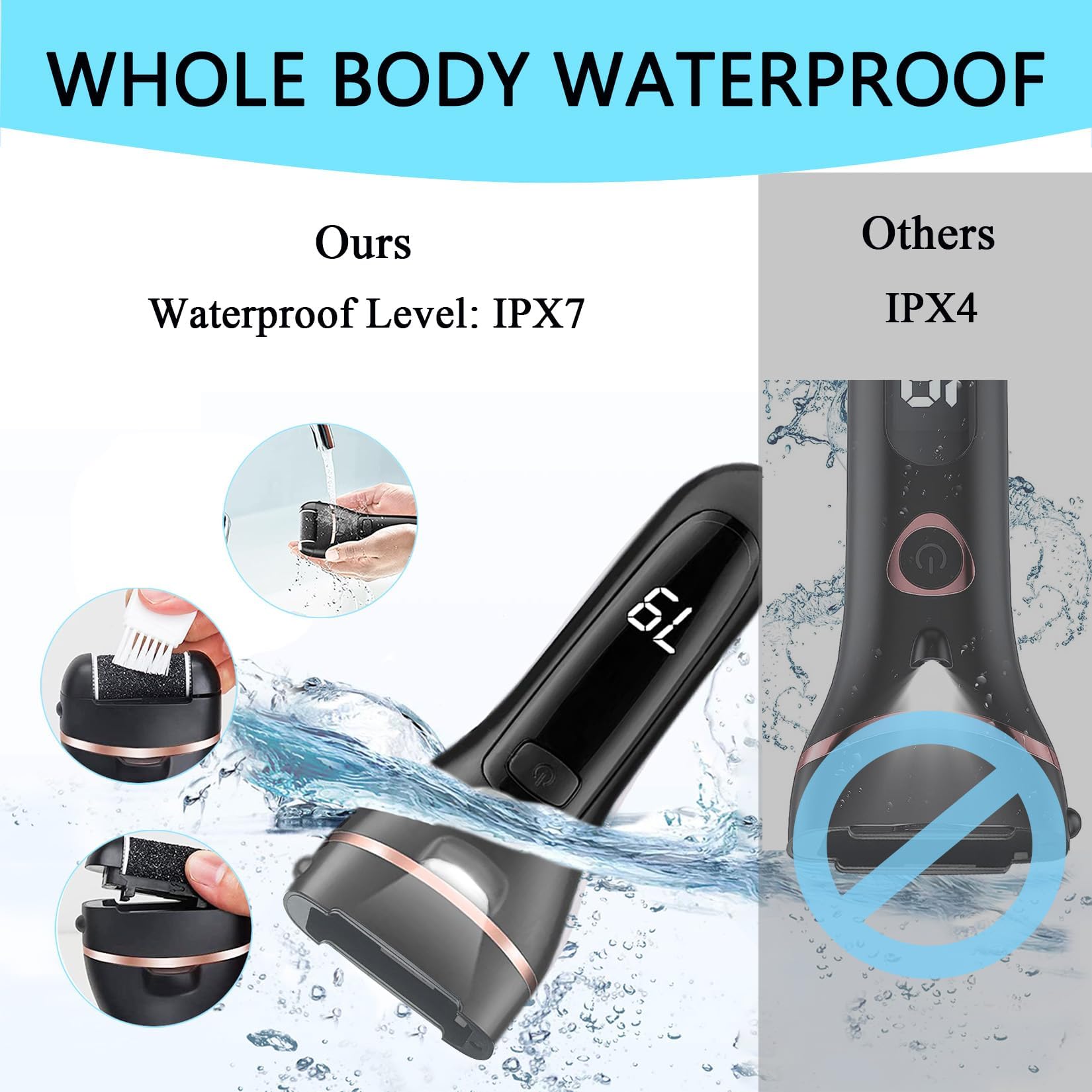 Three interchangeable quartz rollers for electric foot file