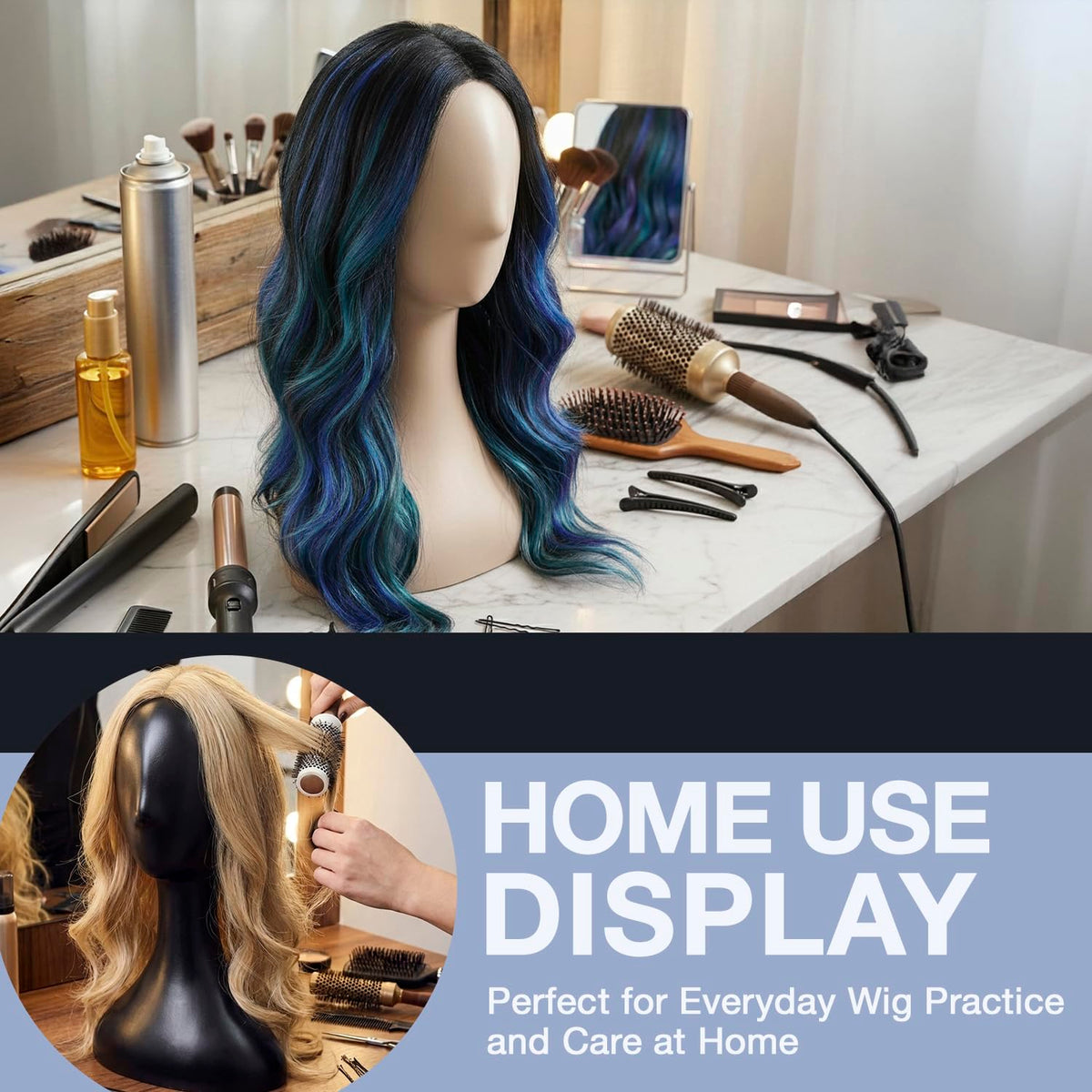 Sixteen inch women model display holder for premium lace wigs and masks