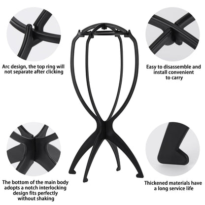 Black wig stand showing hollow airflow structure