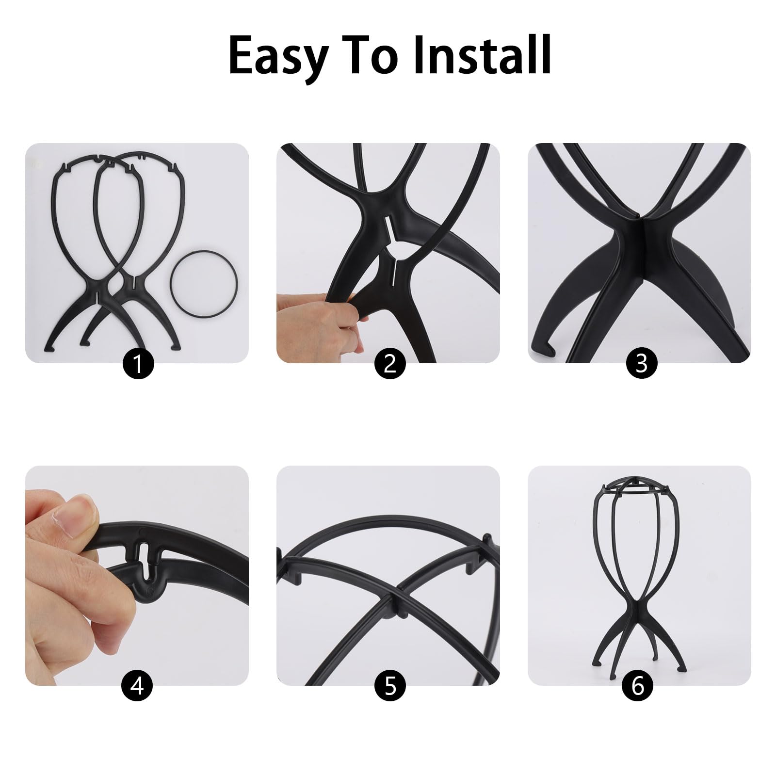 Multi-piece wig stand display for hair accessories