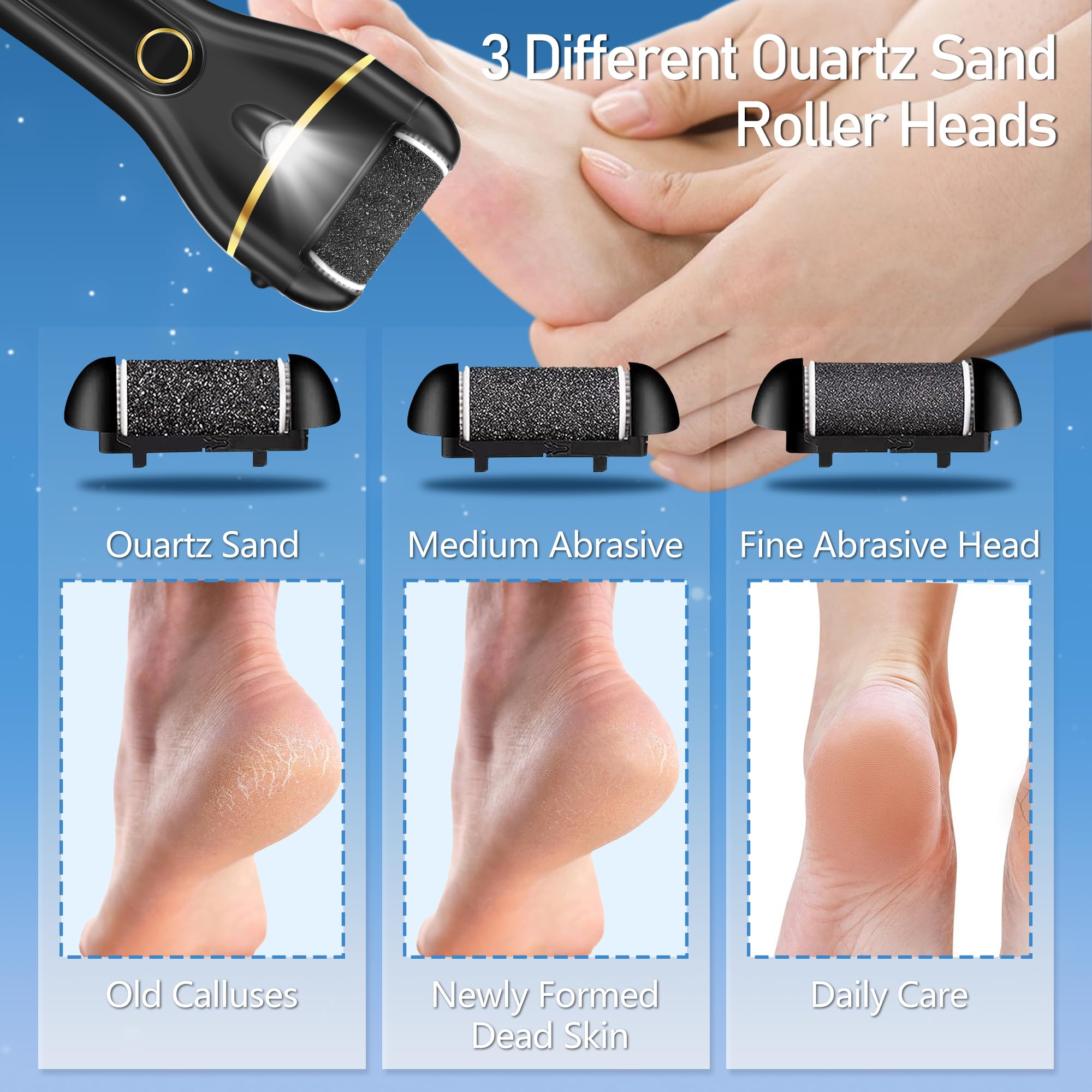 Jamestry callus remover showing digital LED battery display