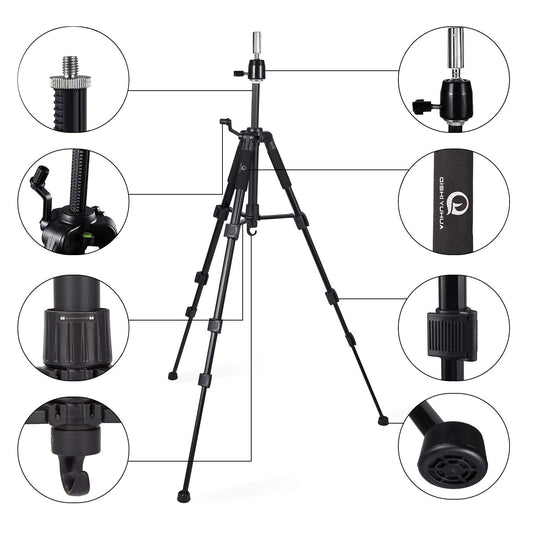 Heavy duty mannequin head stand with 360 degree rotation metal ball mount close up view
