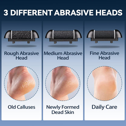 Three interchangeable roller heads for Wea&Hea foot file