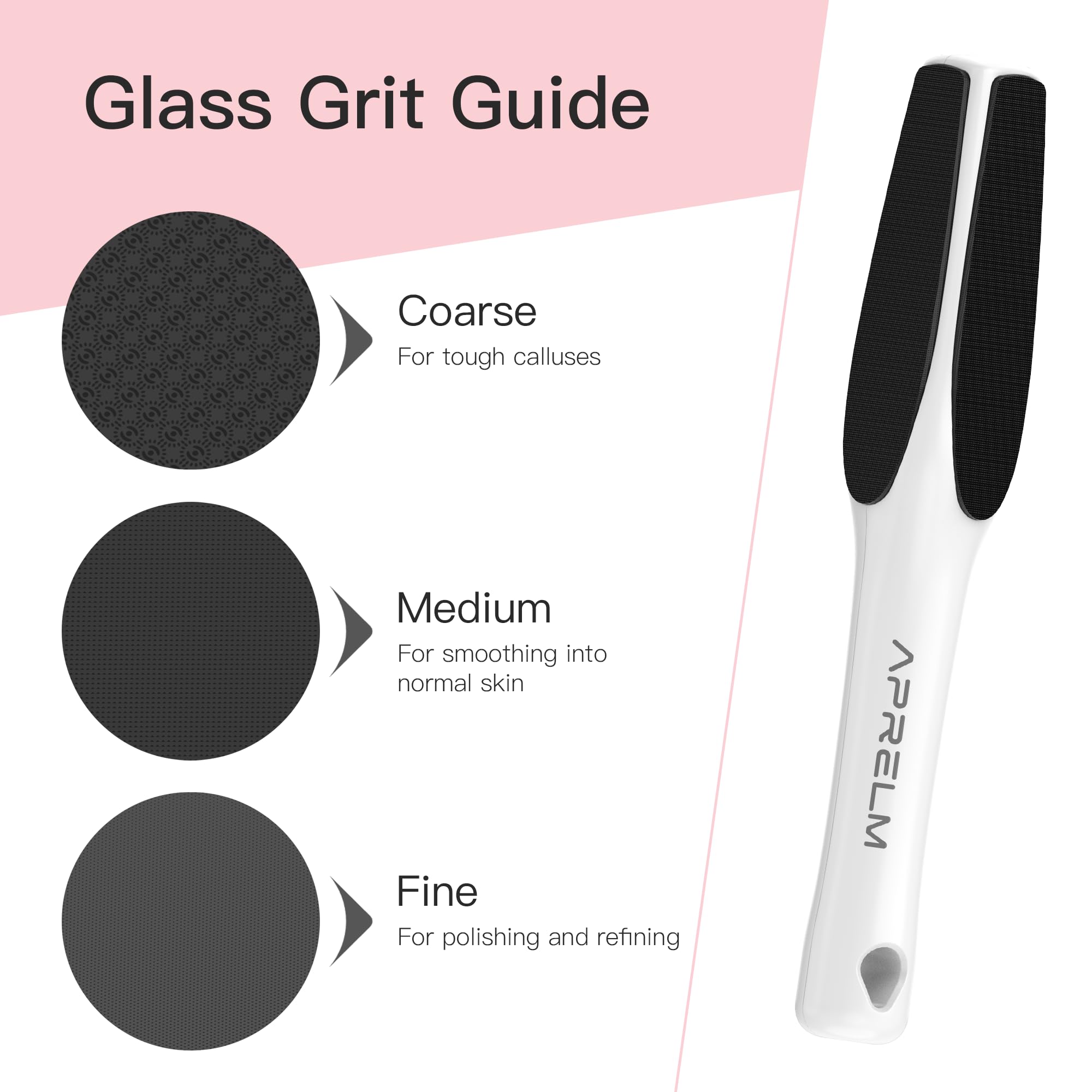 AprElm professional pedicure tool showing the ergonomic white handle