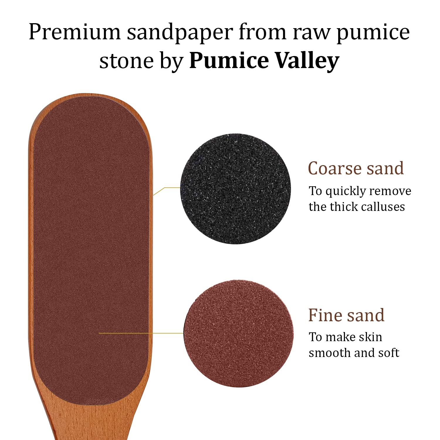 Ergonomic wooden handle of Pumice Valley foot filer