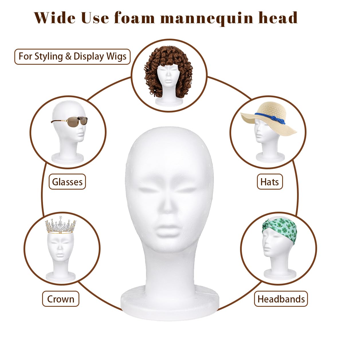 Leeven foam mannequin head base with clamp hole