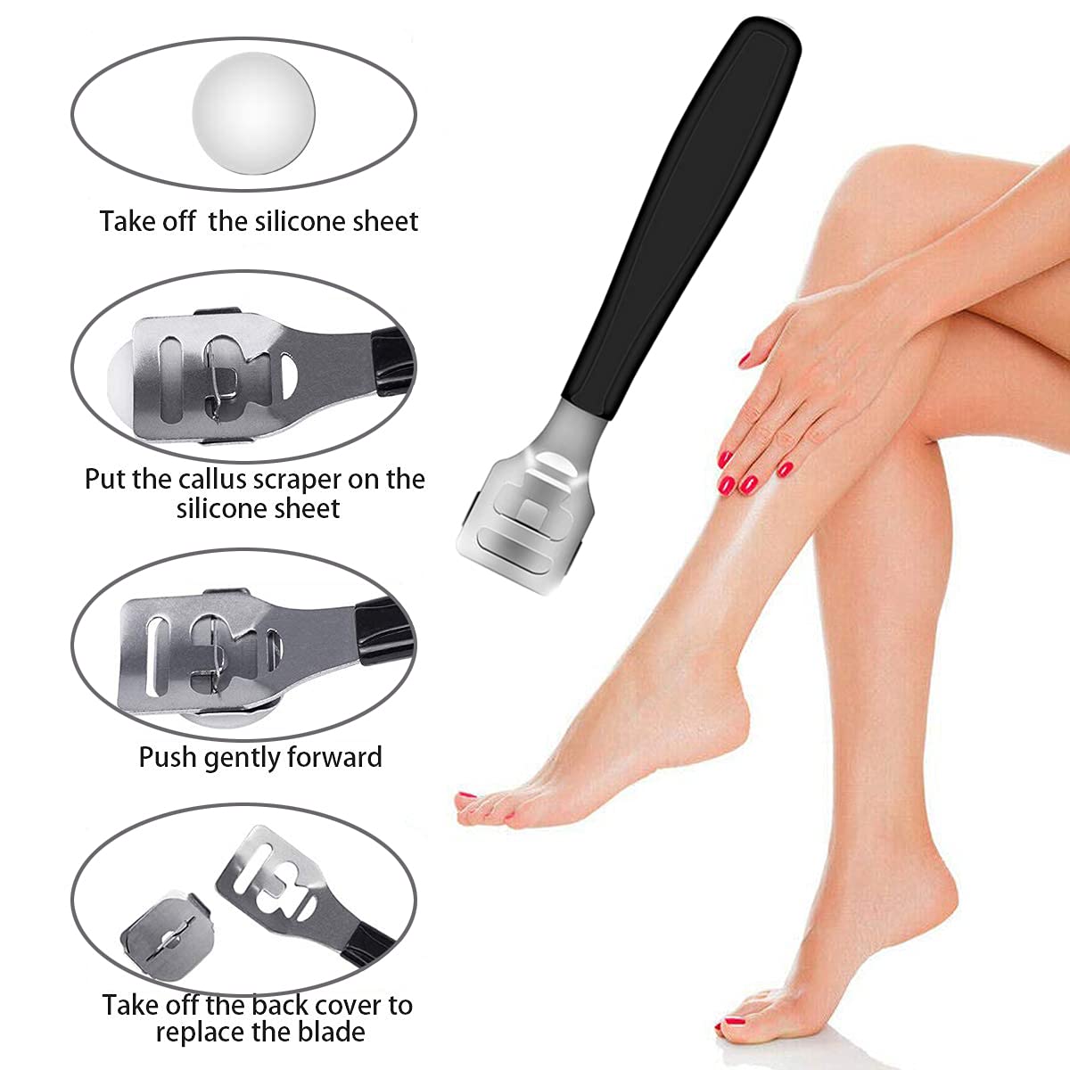 Close up of sharp nail clippers and callus remover