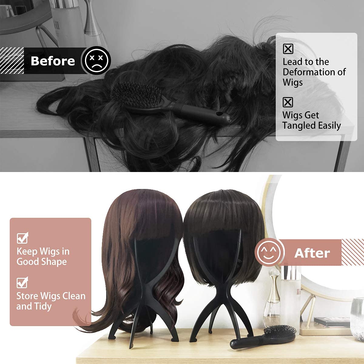 Dreamlover travel wig stand components disassembled flat for packing convenience