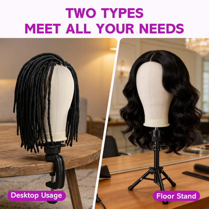 Adjustable metal mini tripod stand for salon cosmetology training and wig making display