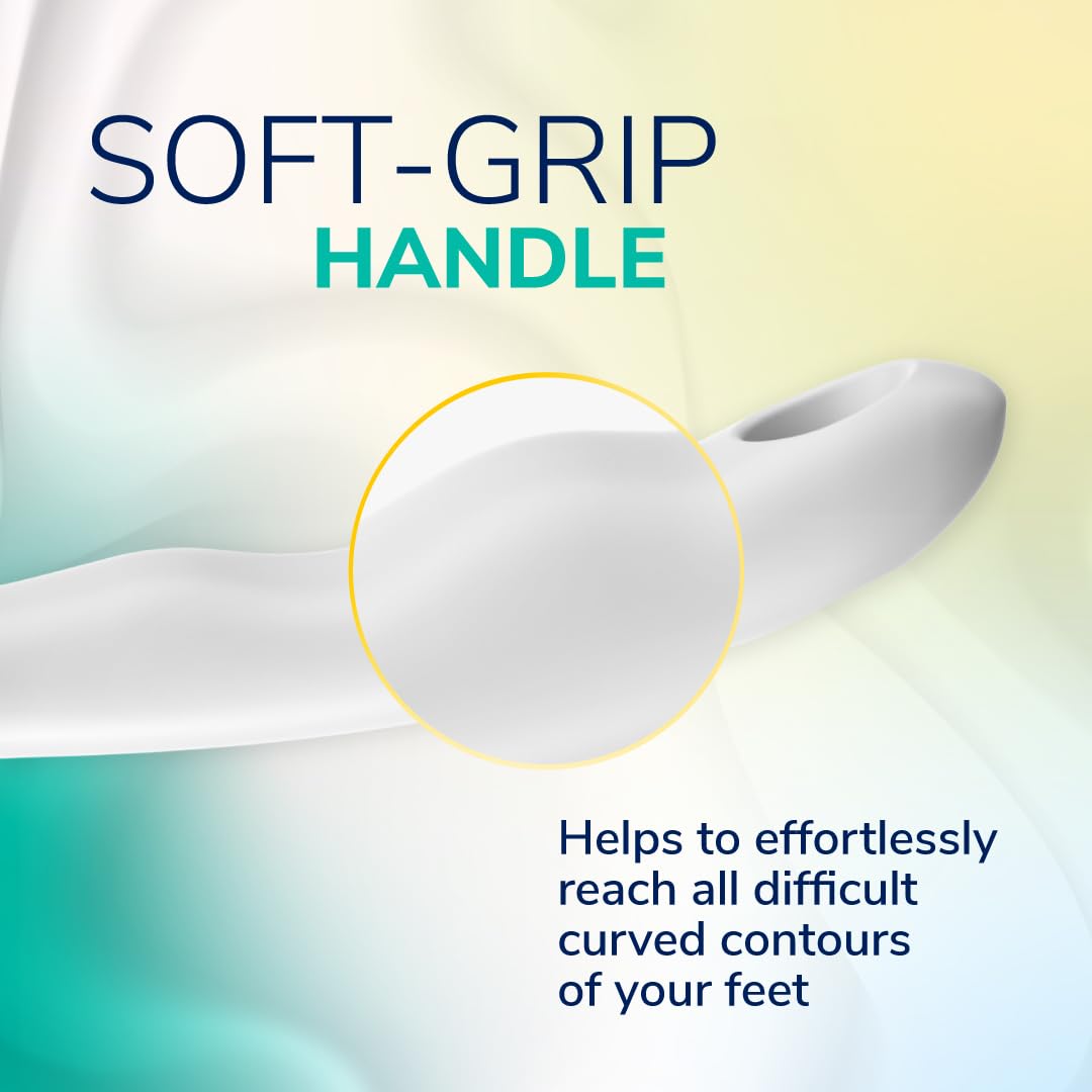 Person using Dr. Scholl's foot file for pedicure