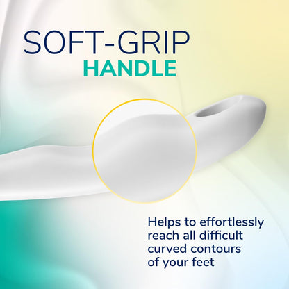 Person using Dr. Scholl's foot file for pedicure