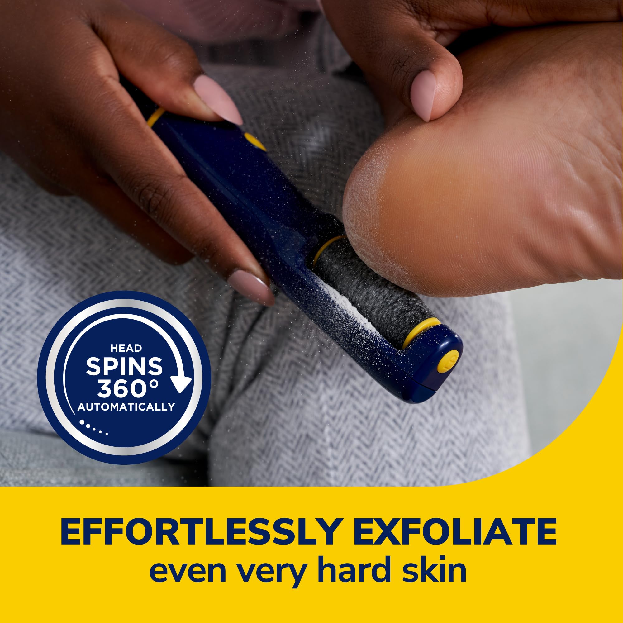 Person using Dr. Scholl's electronic foot file on heel