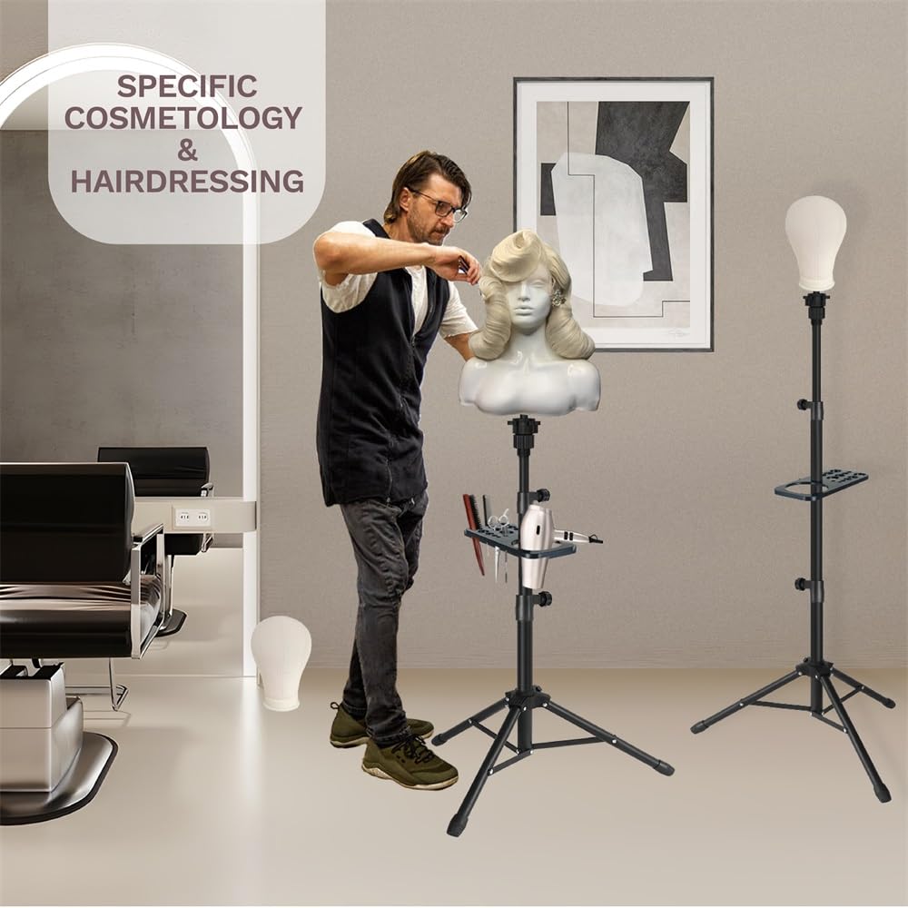 ZQIAN BEAUTY adjustable hairdressing stand folded down for travel and storage