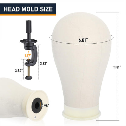 Hemndic wig stand with hair brush and T-pins