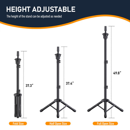 Hemndic wig display stand in studio setting