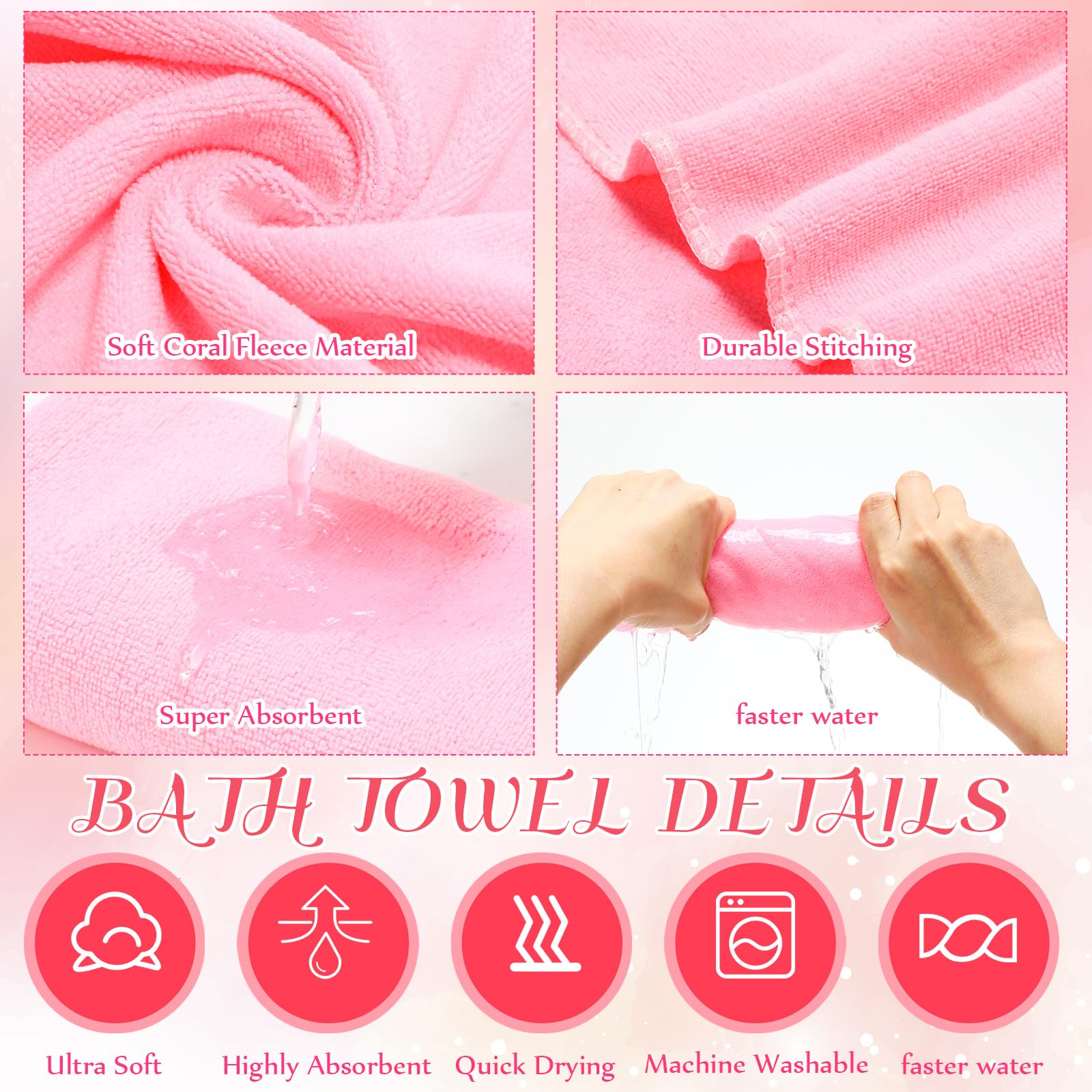 Light pink soft hand towels included in FillTouch spa set