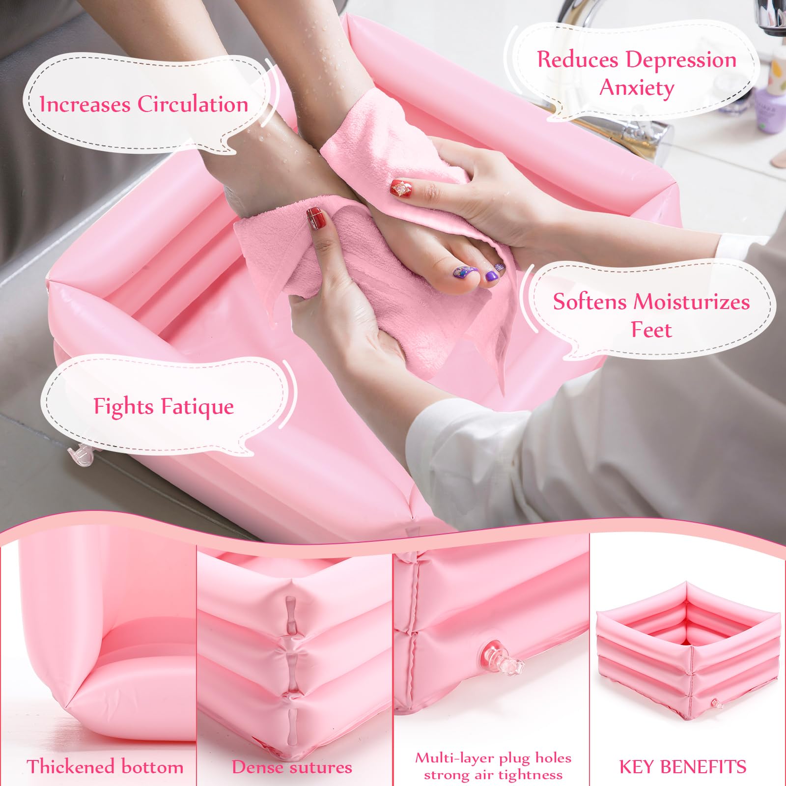 Kids using portable inflatable foot spa basins at a sleepover