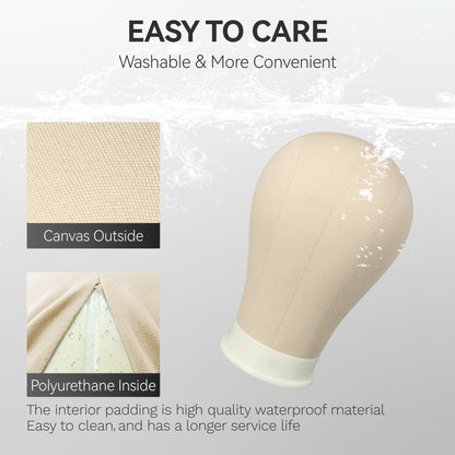 Bottom view of canvas mannequin head showing mounting hole