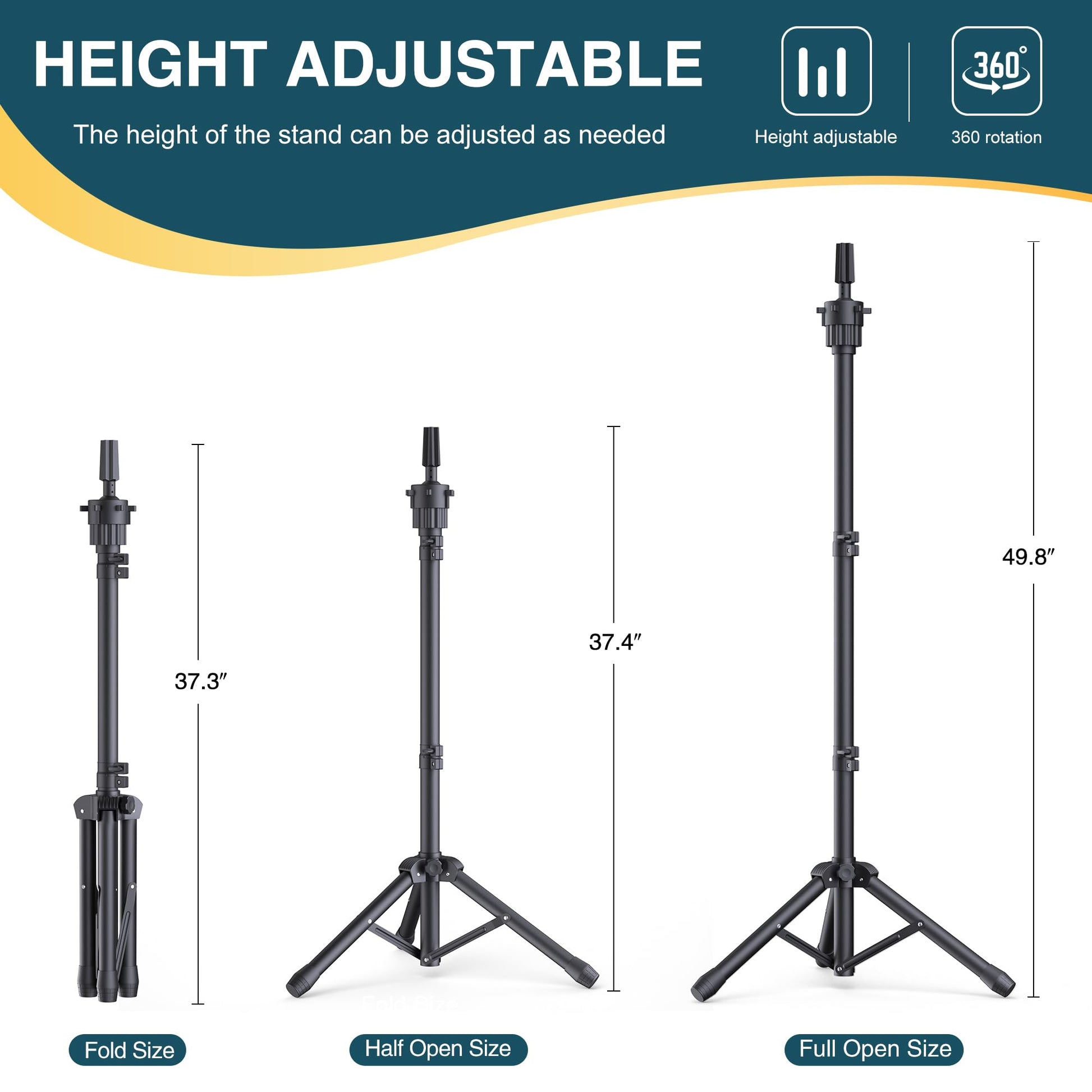 Retbtnm metal tripod stand base and height adjustment mechanism