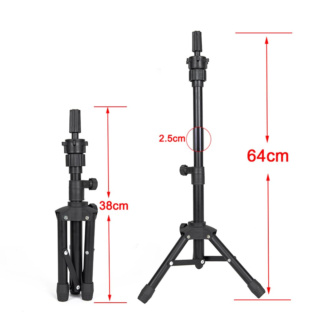 Adjustable mannequin head stand showing the extended telescopic rod.