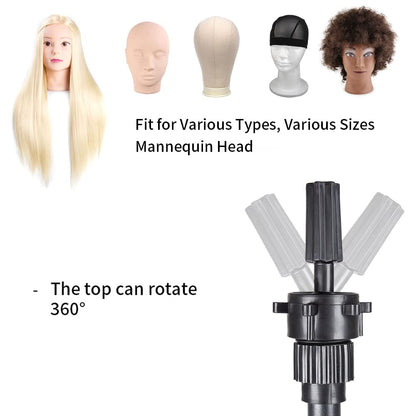 Mini wig head holder folded down into a compact portable size.