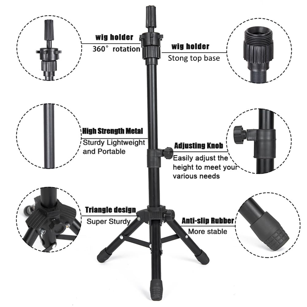 Stainless steel tabletop tripod stabilizer showing reinforced iron plates.