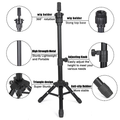 Stainless steel tabletop tripod stabilizer showing reinforced iron plates.