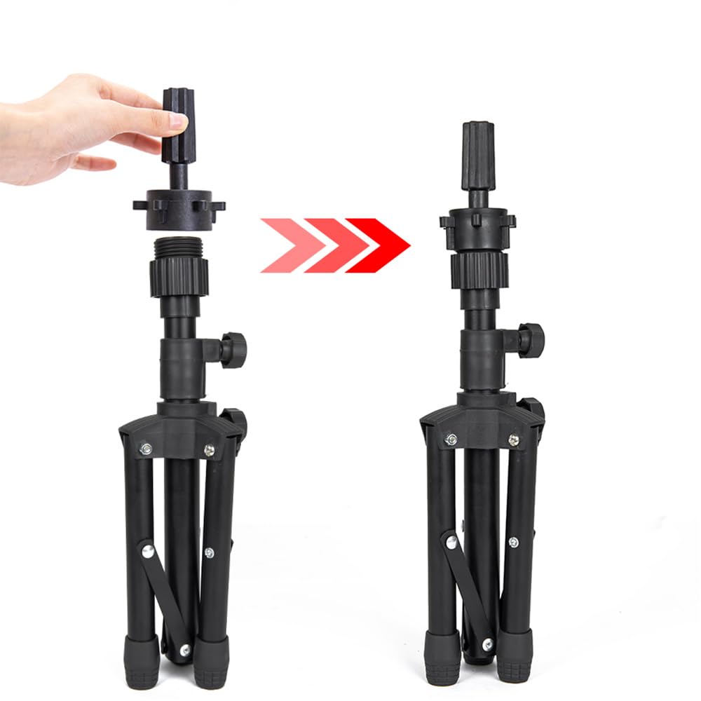 Close up view of the universal mounting pin on the mannequin tripod.