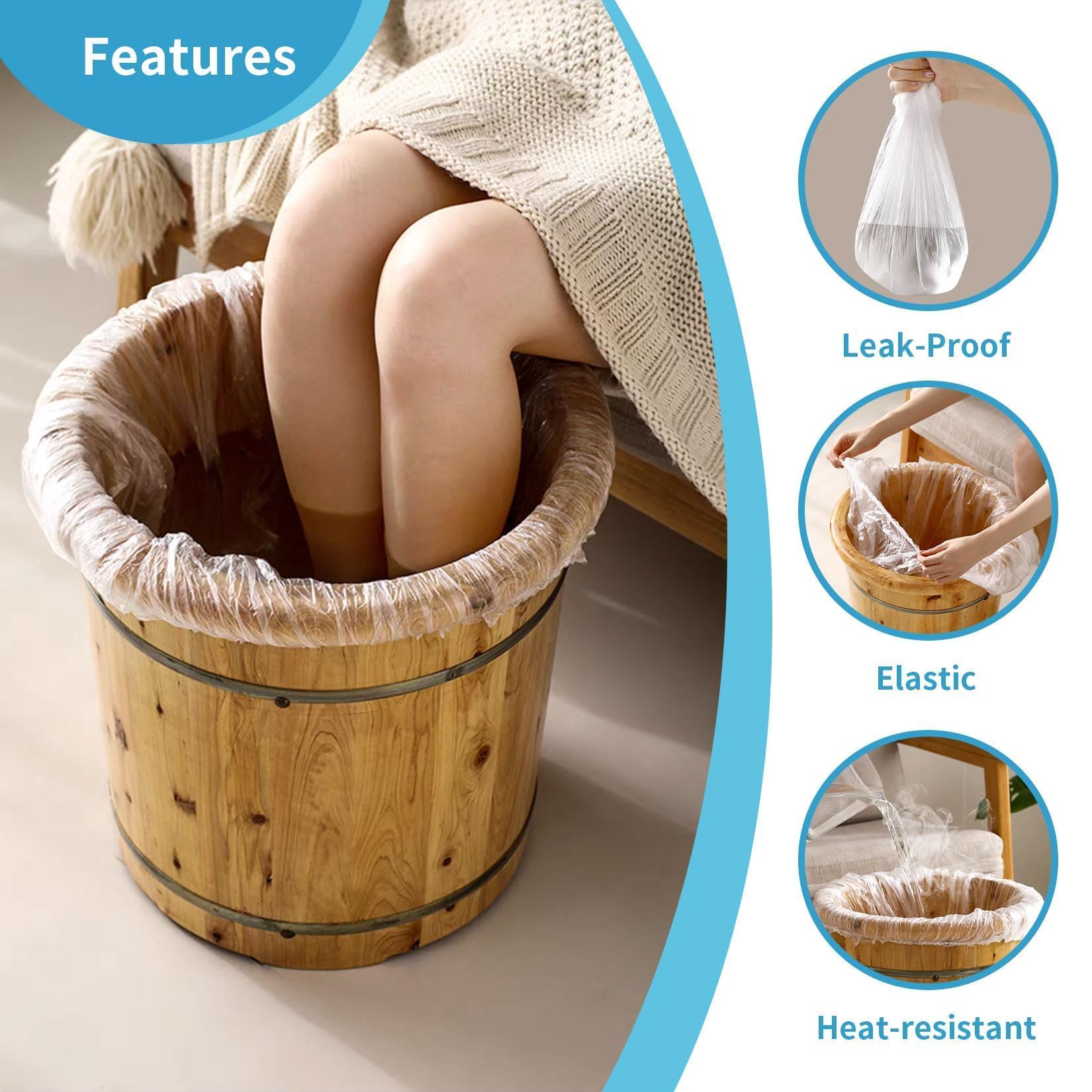 Reqeho pedicure bowl covers in use for foot soak