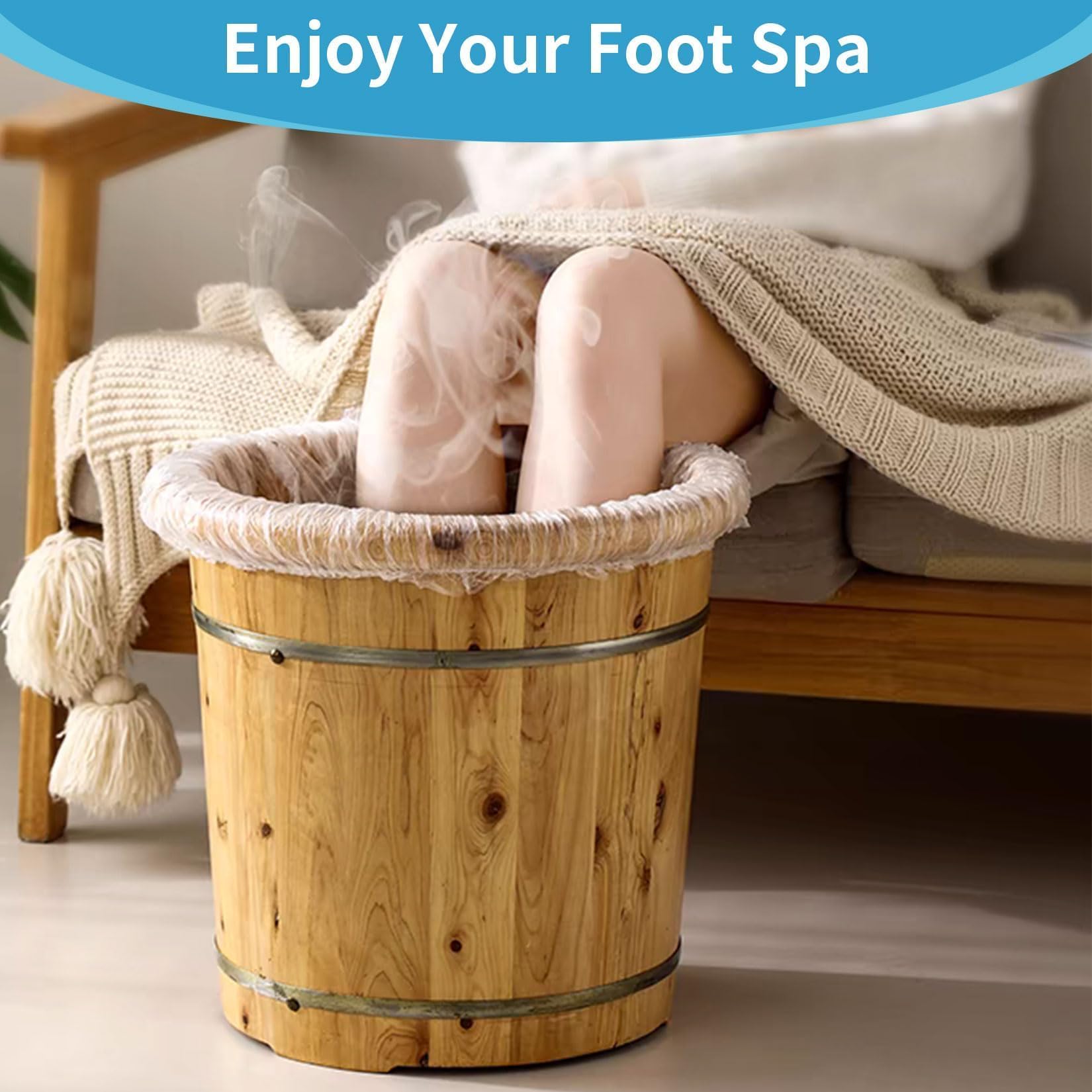 Portable foot soak bucket with disposable plastic liner