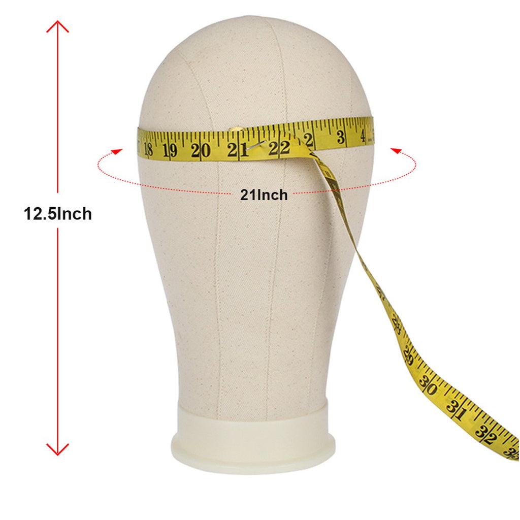 Leeven canvas mannequin head attached securely to the included adjustable table clamp stand