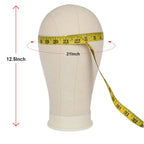 Leeven canvas mannequin head attached securely to the included adjustable table clamp stand