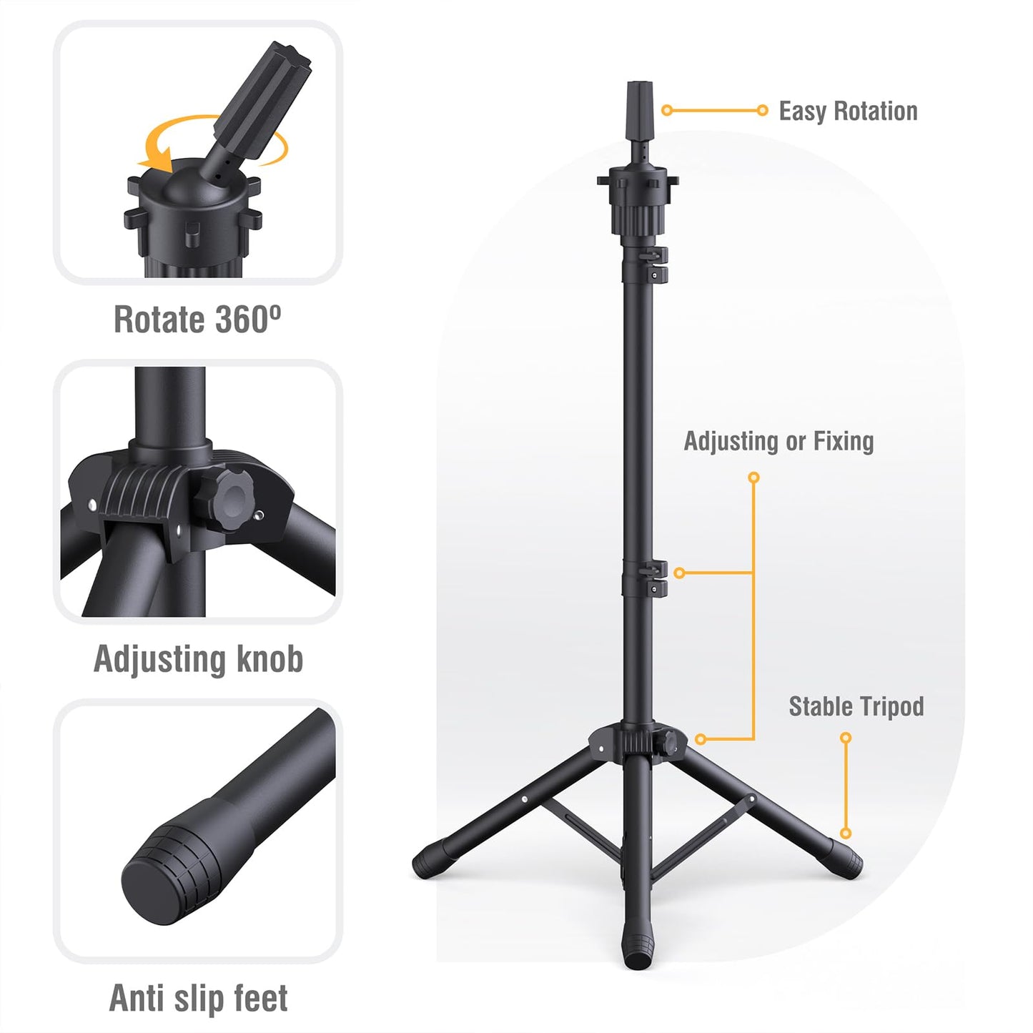 Adjustable tripod stand for wigs by Relx