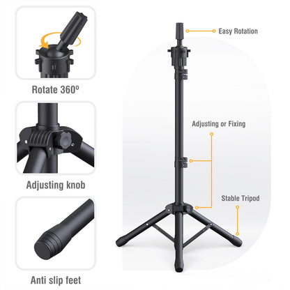 Adjustable tripod stand for wigs by Relx