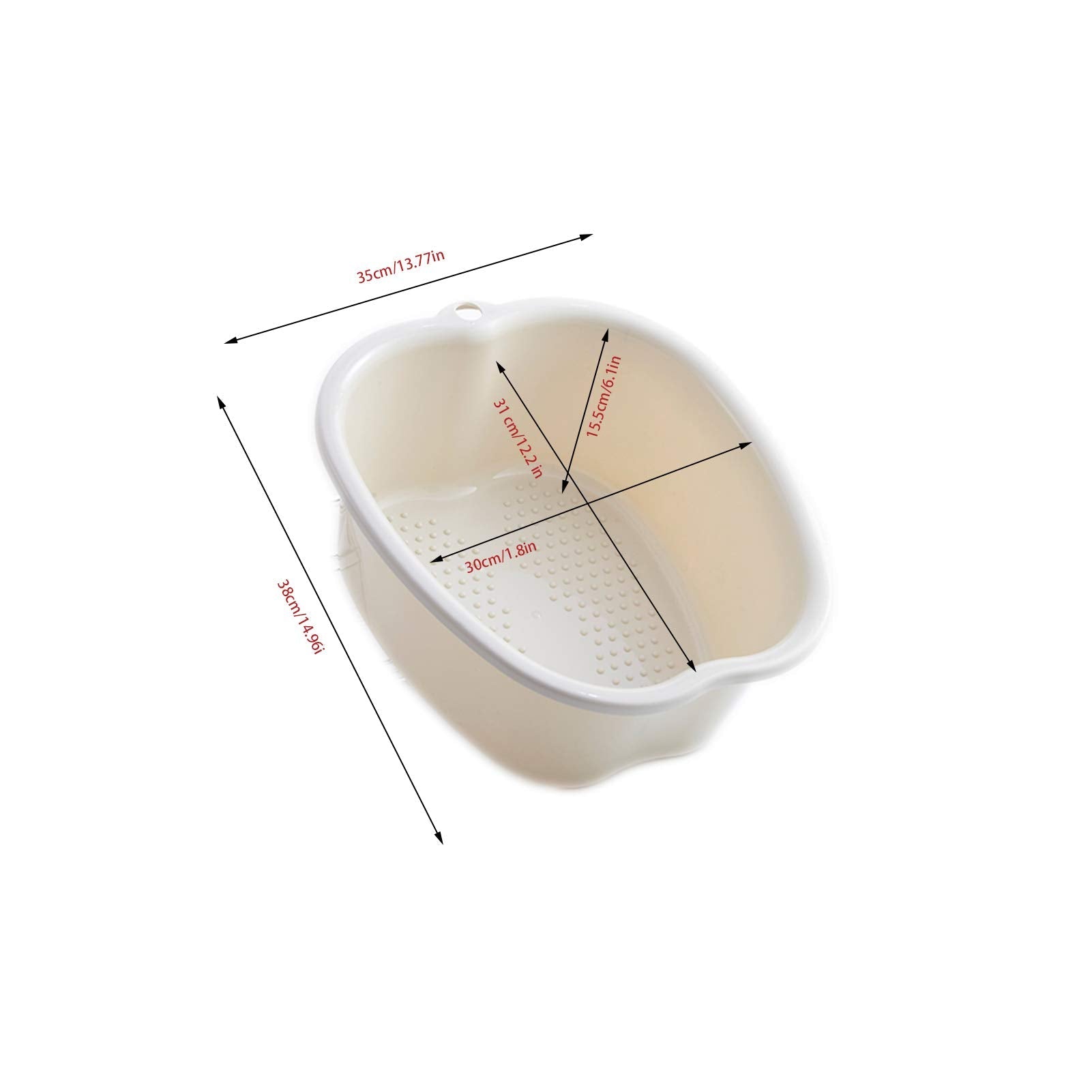Side profile of plastic foot spa basin for home relaxation