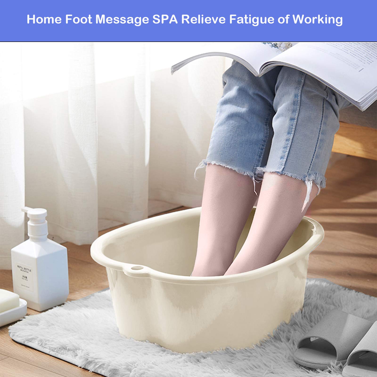 Amobon foot soak bucket showing depth and ergonomic shape