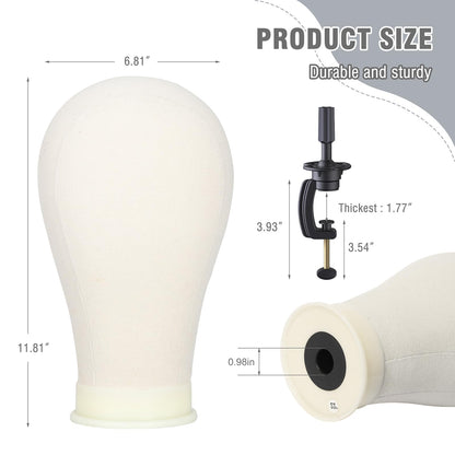 Canvas mannequin head for wig styling and storage