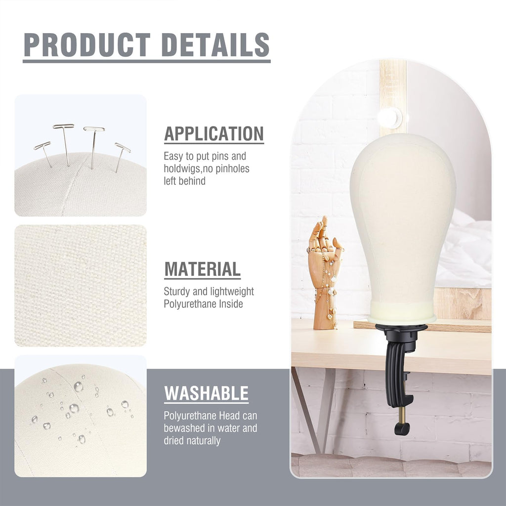 Relx wig stand accessories including T-pins and brush