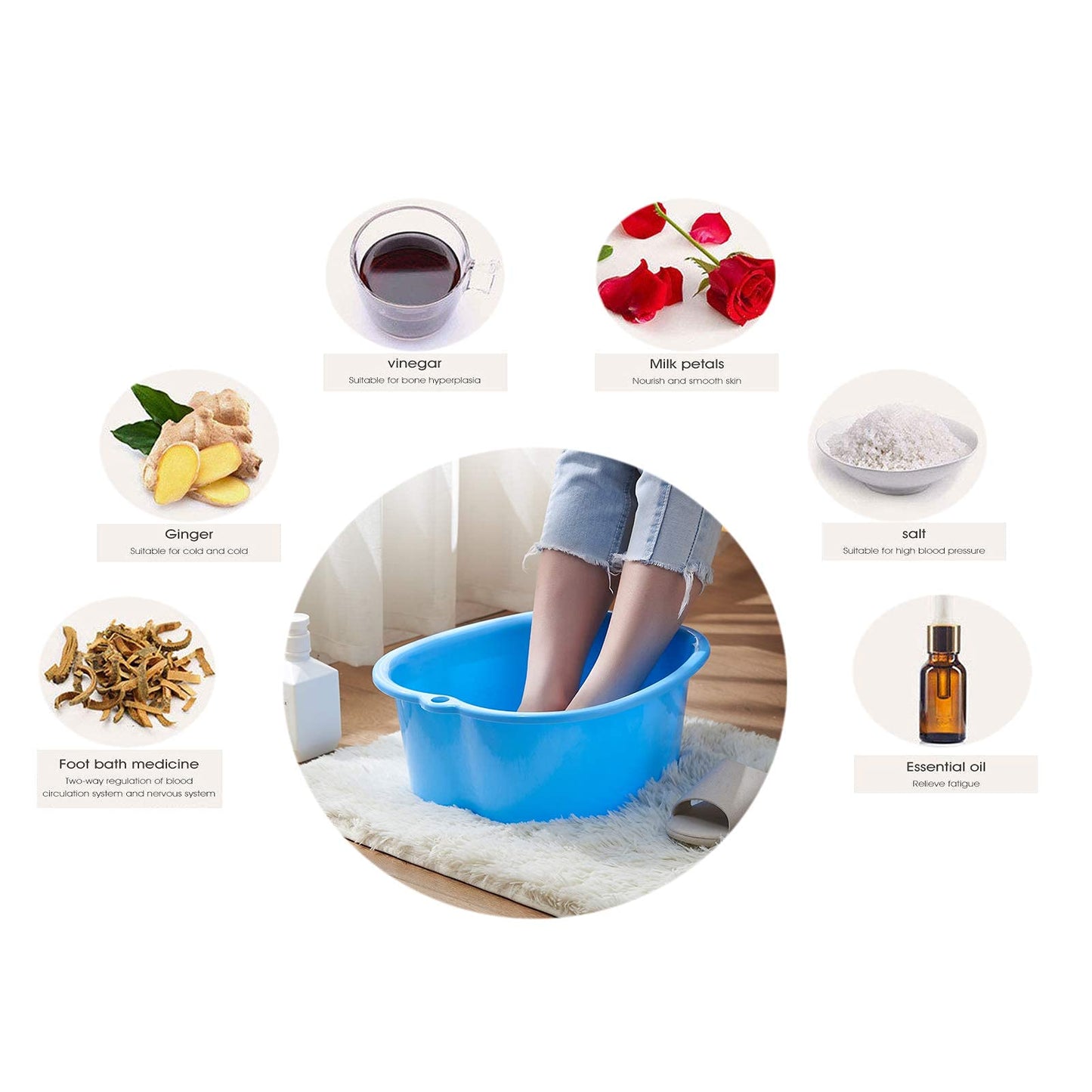 White foot soaking tub held to show size and portability